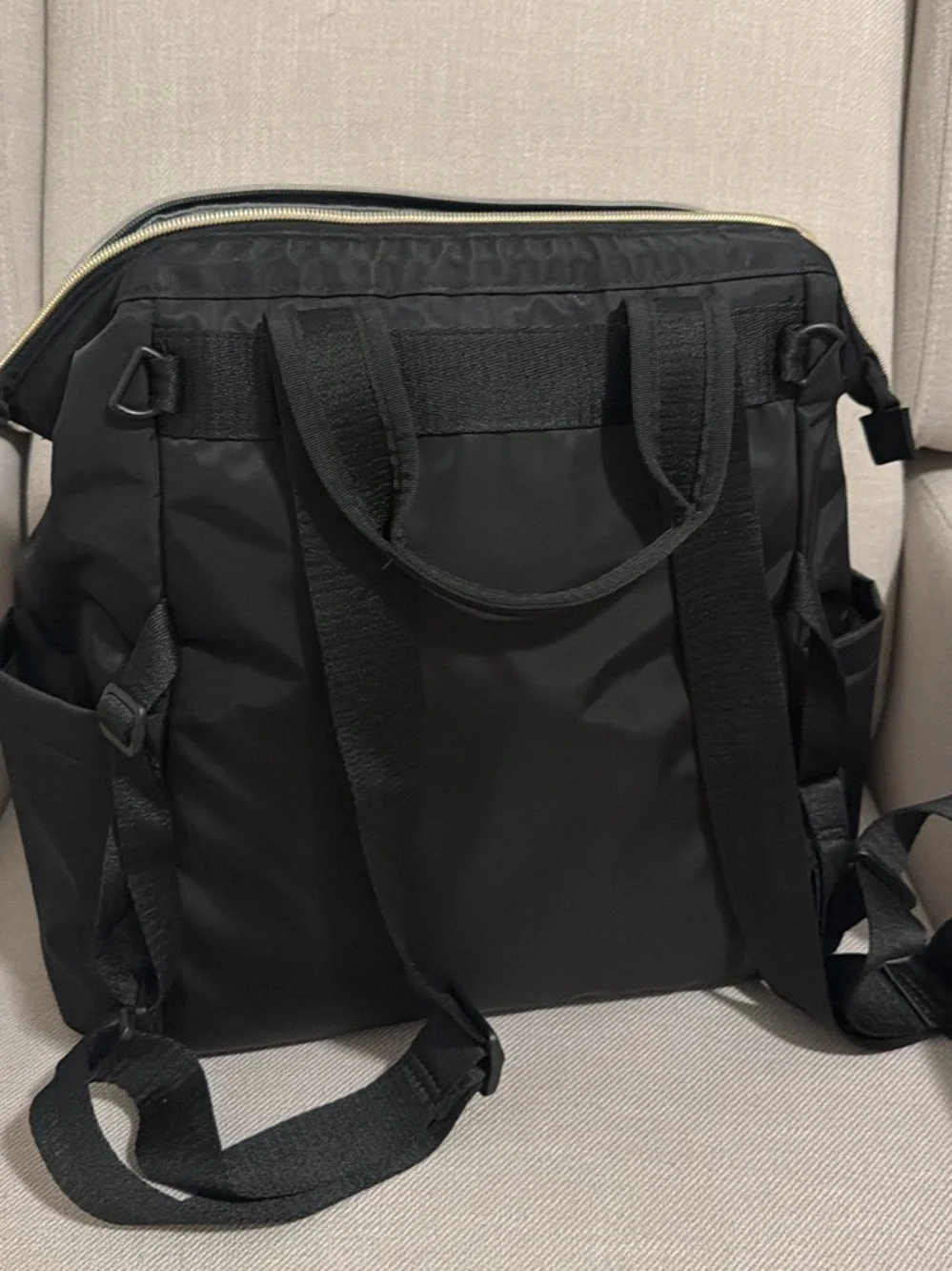 Skip Hop Black Baby Bag Tote with Gold Hardware